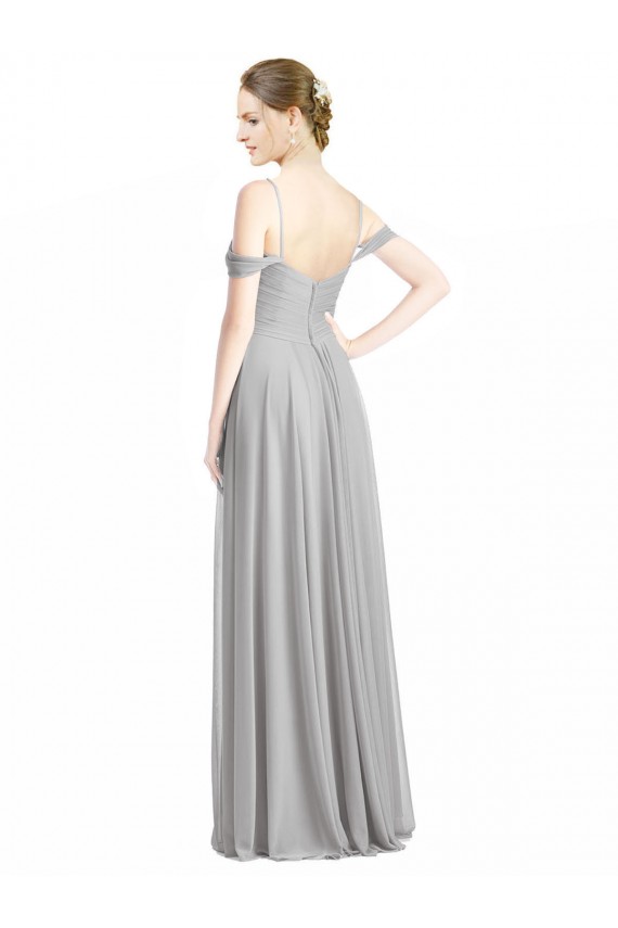 A-Line Sweetheart Lxue Chiffon Long Silver Bridesmaid Dress Barrie