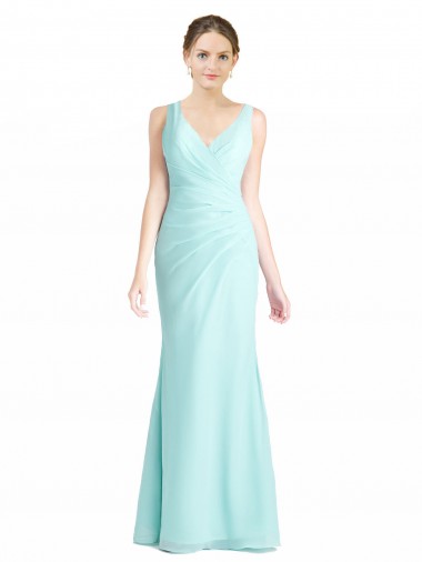Mermaid V-Neck Soft Chiffon & Lace Long Waterfall Bridesmaid Dress Barrie