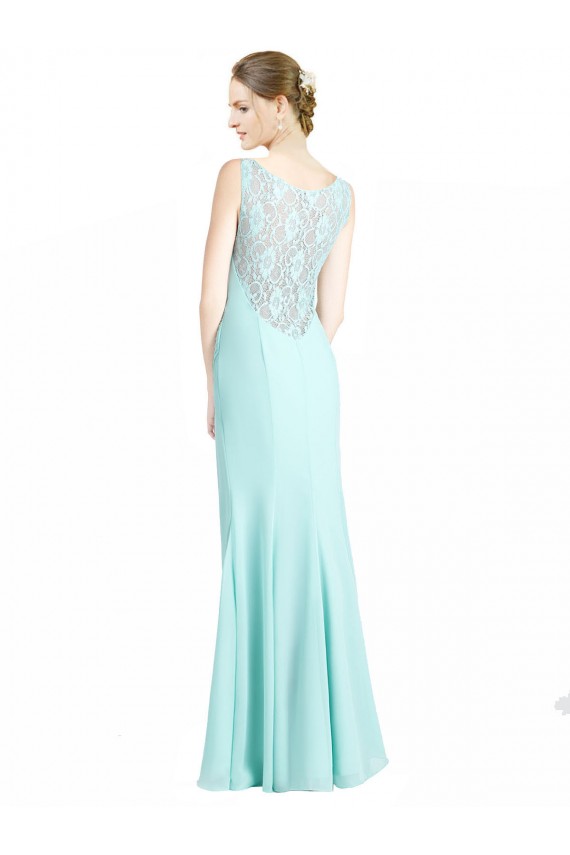Mermaid V-Neck Soft Chiffon & Lace Long Waterfall Bridesmaid Dress Barrie