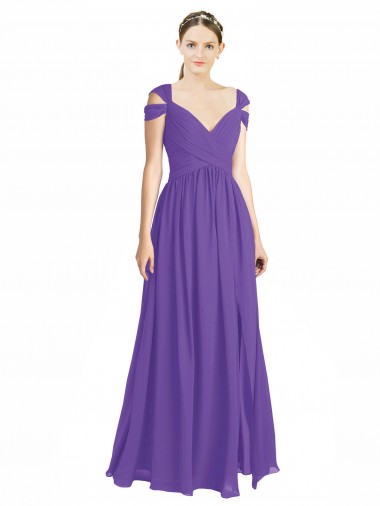 A-Line Sweetheart Soft Chiffon Long Purple Bridesmaid Dress Barrie