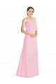 A-Line Spaghetti Straps Soft Chiffon Long Barely Pink Bridesmaid Dress Barrie