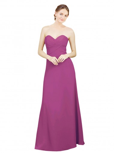 A-Line Sweetheart Soft Chiffon Long Wild Berry Bridesmaid Dress Barrie