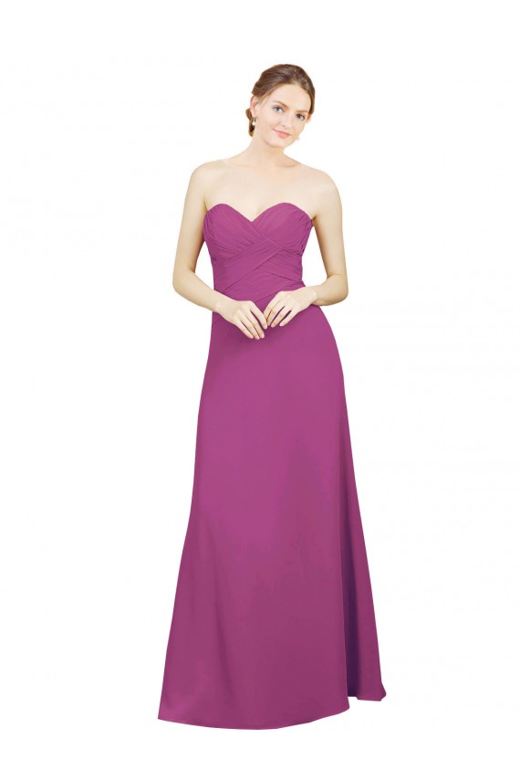A-Line Sweetheart Soft Chiffon Long Wild Berry Bridesmaid Dress Barrie