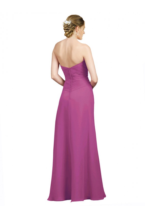 A-Line Sweetheart Soft Chiffon Long Wild Berry Bridesmaid Dress Barrie