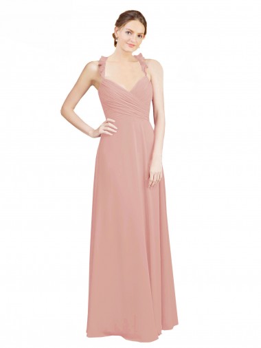 A-Line Sweetheart Chiffon Long Bliss Pink Bridesmaid Dress / Evening Dress Barrie