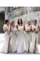 A-Line V-Neck Soft Chiffon Long Champagne Bridesmaid Dress Barrie