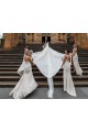 A-Line V-Neck Soft Chiffon Long Champagne Bridesmaid Dress Barrie