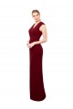 Mermaid High Neck Soft Chiffon Long Burgundy Prom Dress / Bridesmaid Dress Barrie