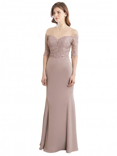 Mermaid High Neck Soft Chiffon & Lace Long Bridesmaid Dress Barrie