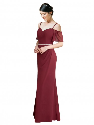 A-Line Sweetheart Soft Chiffon Long Burgundy Bridesmaid Dress Barrie