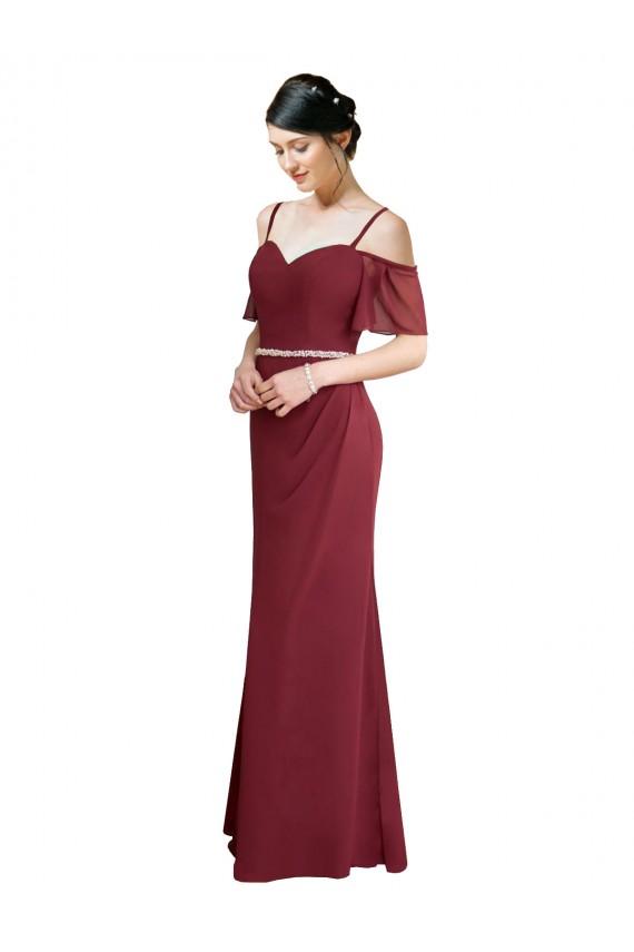 A-Line Sweetheart Soft Chiffon Long Burgundy Bridesmaid Dress Barrie