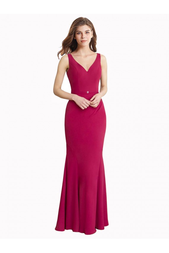 Mermaid High Neck Soft Chiffon Long Red Prom Dress / Bridesmaid Dress Barrie