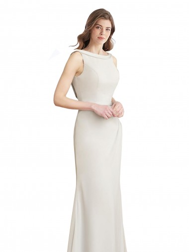 Mermaid High Neck Soft Chiffon & Satin Long Bridesmaid Dress Barrie