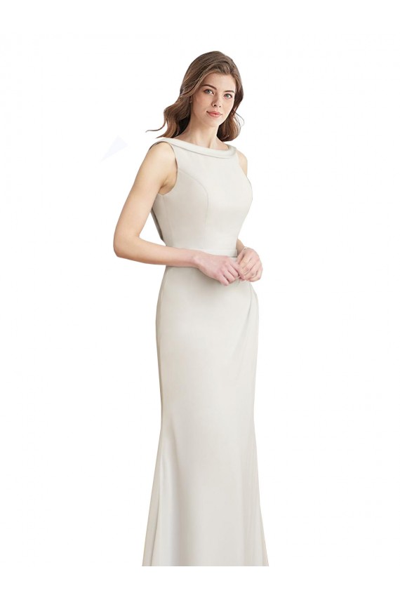 Mermaid High Neck Soft Chiffon & Satin Long Bridesmaid Dress Barrie