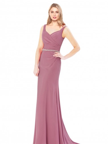 Sheath High Neck Soft Chiffon Long Prom Dress / Bridesmaid Dress Barrie