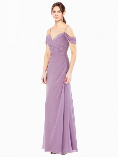 Sheath High Neck Soft Chiffon Long Bridesmaid Dress / Formal Dress Barrie
