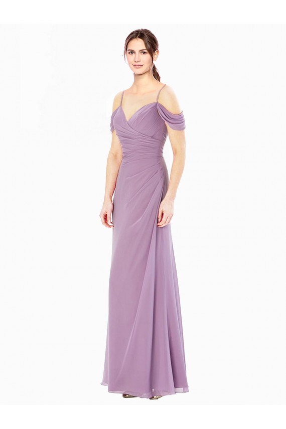 Sheath High Neck Soft Chiffon Long Bridesmaid Dress / Formal Dress Barrie