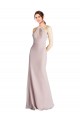 Sheath High Neck Soft Chiffon Long Bridesmaid Dress Barrie