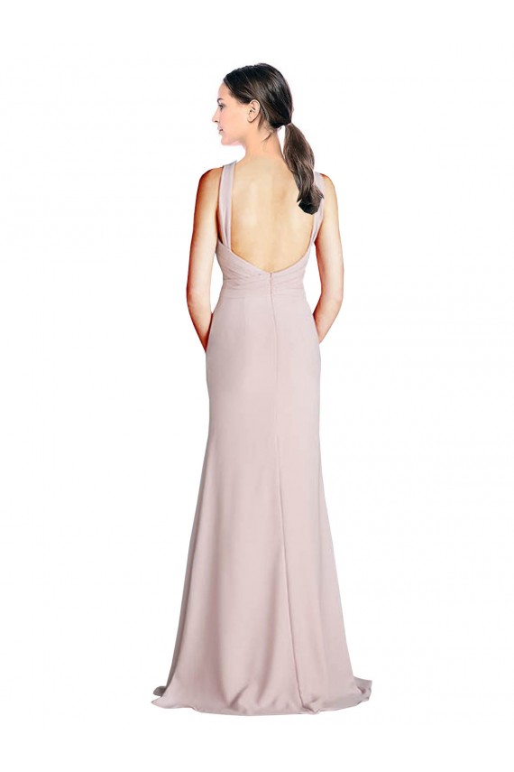 Sheath High Neck Soft Chiffon Long Bridesmaid Dress Barrie