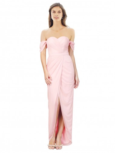 A-Line Strapless Soft Chiffon Pink High Low Bridesmaid Dress Barrie