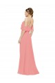 A-Line Off the Shoulder Soft Chiffon Long Watermelon Bridesmaid Dress Barrie