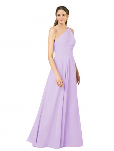 Sheath One Shoulder Soft Chiffon Long Lilac Formal Evening Gown / Bridesmaid Dress Barrie