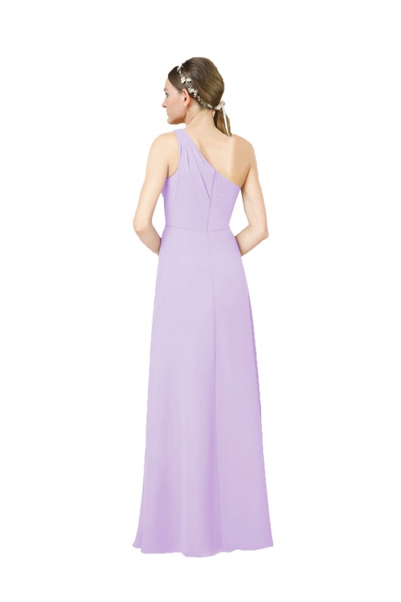 Sheath One Shoulder Soft Chiffon Long Lilac Formal Evening Gown / Bridesmaid Dress Barrie