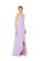 Sheath V-Neck Soft Chiffon Long Lilac High Low Bridesmaid Dress Barrie
