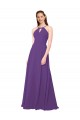 Sheath High Neck Soft Chiffon Long Plum Purple Bridesmaid Dress Barrie