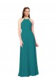 Sheath High Neck Soft Chiffon Long Hunter Bridesmaid Dress Barrie