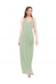 Sheath V-Neck Soft Chiffon Long Smoke Green Bridesmaid Dress Barrie