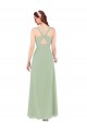 Sheath V-Neck Soft Chiffon Long Smoke Green Bridesmaid Dress Barrie