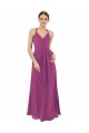 Sheath V-Neck Soft Chiffon Long Wild Berry Bridesmaid Dress Barrie