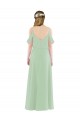 Sheath Off the Shoulder Soft Chiffon Long Sage Bridesmaid Dress Barrie