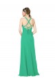 Sheath V-Neck Soft Chiffon Long Emerald Green Bridesmaid Dress Barrie