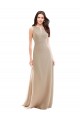A-Line High Neck Soft Chiffon Long Champagne Bridesmaid Dress Barrie