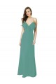 A-Line V-Neck Soft Chiffon Long Icelandic Silver Bridesmaid Dress Barrie