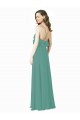 A-Line V-Neck Soft Chiffon Long Icelandic Silver Bridesmaid Dress Barrie