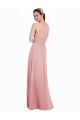A-Line Halter Neck Soft Chiffon Long Bliss Pink Bridesmaid Dress Barrie