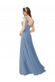 A-Line V-Neck Soft Chiffon Long Pink Bridesmaid Dress Barrie