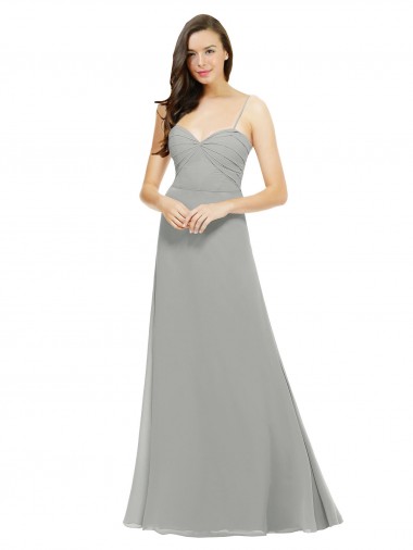 A-Line Sweetheart Chiffon Long Silver Bridesmaid Dress Barrie