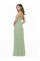 A-Line V-Neck Soft Chiffon Long Smoke Green Bridesmaid Dress Barrie