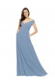 A-Line Off the Shoulder Chiffon Long Dusty Blue Bridesmaid Dress / Evening Gowns Barrie