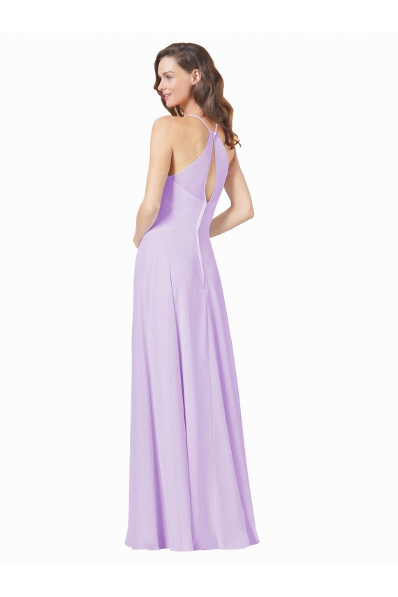 A-Line Square Neck Soft Chiffon Long Lilac Bridesmaid Dress Barrie