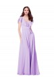 A-Line V-Neck Soft Chiffon Long Lilac Bridesmaid Dress / Formal Dress Barrie