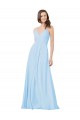 A-Line V-Neck Chiffon Long Light Sky Blue Formal Dress / Bridesmaid Dress Barrie