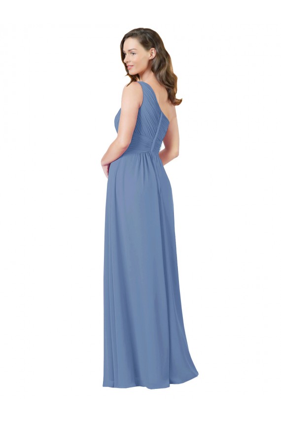 Sheath One Shoulder Soft Chiffon Long Windsor Blue Bridesmaid Dress Barrie