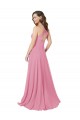 A-Line Halter Neck Soft Chiffon Long Skin Pink Prom Dress / Bridesmaid Dress Barrie