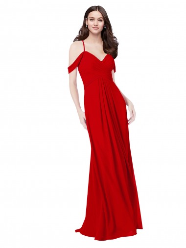A-Line Sweetheart Soft Chiffon Long Dark Red Bridesmaid Dress Barrie