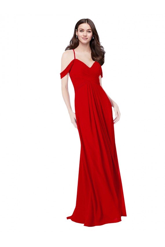 A-Line Sweetheart Soft Chiffon Long Dark Red Bridesmaid Dress Barrie